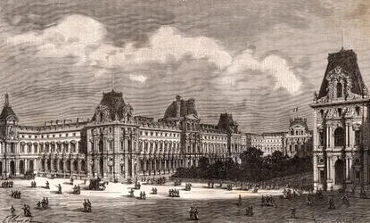 Paris Le Louvre - gravura em "La France illustree: geography, history, administration statistique" de V.A. Malt-Brown. 1884