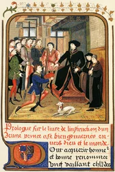 Philip Good (1396-1467) sob o dossel, gravura da Instrução Jeune Prince, contida no Dicionário de Móveis e Decoração, Henry Havard, Volume II
