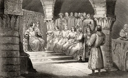 Philippe V (1293-1322), o Alto e os Estados Gerais rejeitam as pretensões de Jeanne II, de "Histoire de France" por Colart, publicado em 1840.