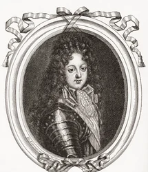 Philippe d&39;Orléans, duque de Orléans e duque de Chartres, 1674 1723. Membro da família real francesa e regente do Reino. De Les Heures Libres publicado em 1908.