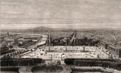 Place de la Concorde em Paris - gravura em "La France illustree: geography, history, statistical administration" de V.A. Malt-Brown. 1884