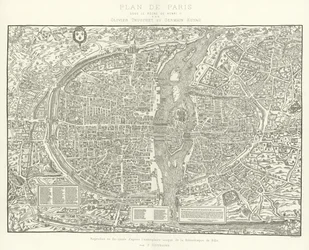 Mapa, de, paris, sob, a, regne, de, Henry, ii, por, olivier, Truschet, e, germain, Hoyau
