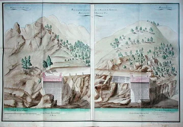 Plano para a construção de uma ponte de pedra sobre o rio Liamone na Córsega