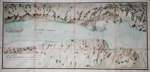 Plano para a construção de uma ponte de pedra sobre o rio Liamone na Córsega
