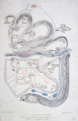 Plano de Jerusalém em 1308, a partir de uma edição fac-símile da expedição à Terra Santa por Marino Sanuto deuses Torcello (c.1260-1338)