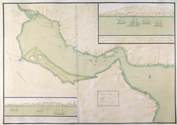 Plano do Golfo Pérsico (gravura colorida à mão)