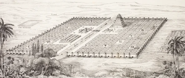 Planta da cidade da Babilónia, Mesopotâmia, por volta do século V a.C., segundo uma descrição de Heródoto, de L