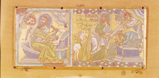 Placa representando São Marcos e o Sacrifício de Abraão (esmalte)