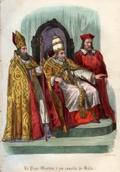 Papa Martin V (1368-1431) no Conselho de Basiléia (Concile de Bale) em 1431