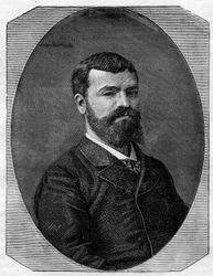 Retrato de Henri-Paul (Henri Paul) Nenot (1853-1934), arquiteto francês, que construiu a Nova Sorbonne em Paris. Gravação em "Le Monde Illustre".
