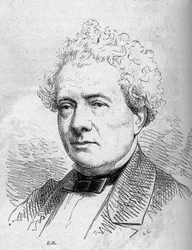 Retrato de Joseph Samson (1793-1871), comediante francês, membro da Comedie Francaise. Gravura em "Le Monde Illustre" n°312 de 4 de Abril de 1863.