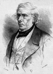 Retrato de Victor Cousin (1792-1867), filósofo e político francês, membro da Academia Francesa. Gravura em "Le Monde Illustre" n°511 de 26 de janeiro de 1867.