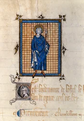 Retrato de corpo inteiro de São Luís em majestade (Luís IX) (1214-1270). Miniatura retirada do «Registo das Ordenanças da Casa do Rei». Paris, Arquivos Nacionais