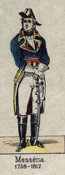 Retrato no pé de André Massena, Duque de Rivoli (1756-1817), Príncipe de Essling, marechal do Império" Imagem de Epinal do fim do século XIX.