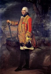 Retrato no pé de Charles de Rohan, Príncipe de Soubise, marechal da França (1715-1787) Pintura da Escola Francesa. Sol do século XVIII. 2,19x1,42 m