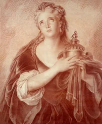 Retrato de Adrienne Lecouvreur (1692-1730), artista dramática francesa. Desenho de Philippe De Saint Albin