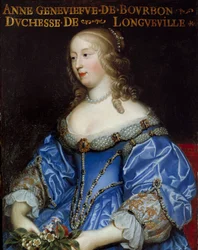 Retrato de Anne Genevieve de Bourbon Conde (Anne-Genevieve de Bourbon-Conde), Duquesa de Longueville (1619-1679) Pintura da Escola Francesa