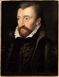 Retrato de Antoine de Bourbon, Rei de Navarra (1518-1562), pai do rei Henrique IV Pintura da Escola Francesa do século XVI. Dim. 0,32 x 0,23 m. Versalhes. Museu do Chateau