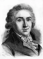 Retrato do depoimento de Armand Gensonne (1758 - 1793) da convenção. Gravura do final do século XIX.