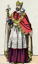 Retrato de Bonifácio (v. 675-754), arcebispo de Mainz, que evangelizou a Alemanha e reorganizou o porteiro dos Franc Clerge.
