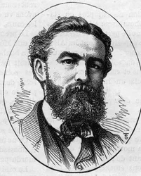 Retrato de Charles Busson (1822-1908), pintor francês. Gravura em "Le Monde Illustré" n°890 de 2 de Maio de 1874.