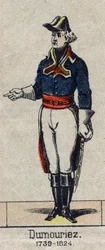 Retrato de Charles Francois Dumouriez, general-chefe do exército do norte em 1792 (1739-1823)".Imagem de Epinal do final do século XIX.