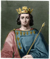 Retrato de Carlos IV o Bel (1294 - 1328), Rei de França - em "Histoire des Francais" de Lavallee, gravura, sd.