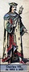 Retrato de Carlos VIII da França ou Carlos VIII o Afável (1470-1498) (Dinastia dos Capetianos). Ilustração de finais do século XIX.