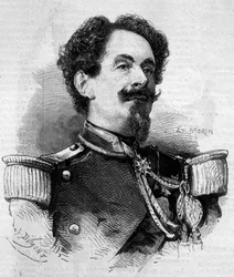 Retrato de Charles Victor Frebault (General Frebault) (1813-1888), Governador de Guadalupe. Gravura em "Le Monde Illustré" n°148 de 11 de Fevereiro de 1860.