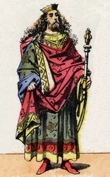Retrato de Clodion dit Le Chevelu, rei dos Francos de 428a 448.