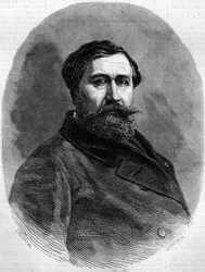Retrato do Conde Alfred Emilien de Nieuwerkerke (1811-1892), escultor francês e alto funcionário. Gravura em "Le Monde Illustré" n°212 de 4 de Maio de 1861.