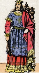 Retrato de Dagobert 1º (v.600-639) rei da Austrália (623 a 629), rei de todos os francos (629 a 634), rei de Neustria e Borgonha (634 a 639).