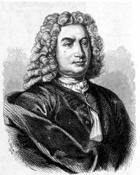Retrato de Daniel Bernouilli (Bernoulli) (1700 - 1782), matemático e físico suíço - em “Album de la Science; cientistas ilustres; Grandes descobertas ”” ”1896.