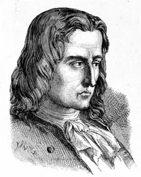 Retrato de Denis Papin (1647 - 1714) - em "Álbum de Ciências; ilustres estudiosos; Grandes Descobertas" 1896.