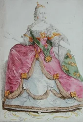 Retrato da Imperatriz Catarina II (1729-96) a Grande da Rússia, final do século XVIII (gravura a cores)