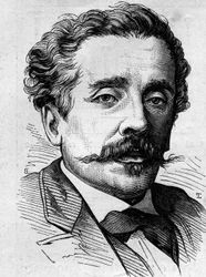 Retrato de Ernest Lacan (1829-1879), jornalista e escritor francês. Gravura em "Le Monde Illustré" n°1141 de 8 de fevereiro