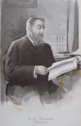 Retrato de Eugene Trash (1831-1907), da revista The Illustree Review. 15 de junho de 1893 (gravura a cores)