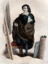 Retrato de Eustache O ouro do suor Lesueur (1617-1655), pintor francês.