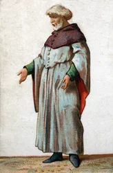 Retrato de Eustáquio de São Pedro, o mais conhecido dos seis burgueses de Calais. Cromolitografia do final do século XIX.