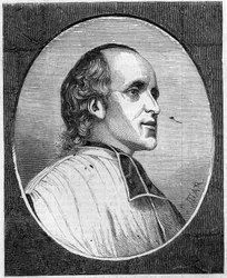 Retrato do Padre Delacroix de Ravignan (1795-1858), jesuíta francês. Gravura em "Le Monde Illustré" n°47 de 6 de Março de 1858.