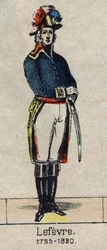 Retrato de François Joseph Lefebvre (1755-1820) Duque de Dantzig e do Império, Par da França, então Barão e Par da França Marechal do Império. Imagem de Epinal do final do século XIX.