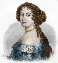 Retrato de Françoise Athenais (Françoise-Athenais) de Rochechouart Mortemart, Marquise de Montespan (ou Madame de Montespan) (1640-1707). Gravura de 1879.