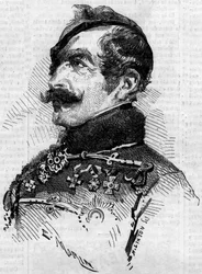 Retrato de Franz von Schlick (1789-1862), marechal de campo, comandante geral do exército austríaco na Itália durante o Risorgimento, em 1859. Gravura no "Le Monde Illustré" n°115 de 25 de junho de 1859