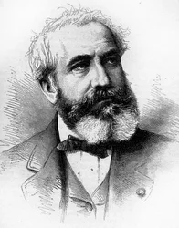 Retrato de Gabriel Jean Antoine Davioud (1824-1881), arquiteto francês. Gravura em "Le Monde Illustré" n°1255 de 16 de Abril de 1881.