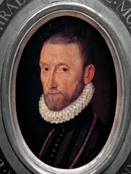 Retrato de Gaspard de Coligny, Almirante da França (1519-1572) Pintura da Escola Francesa
