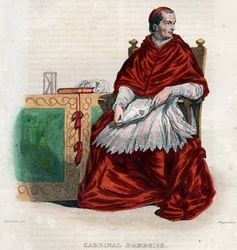 Retrato de Georges d&39;Amboise (1460-1510), cardeal francês e ministro de Estado.