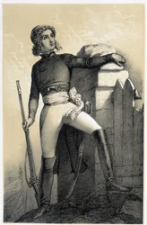 Retrato de Henri du Vergier, Conde de La Rochejaquelein (ou Verger de La Rochejacquelein) (1772-1794) - in "Galerie historique de la Revolution francaise" de Albert Maurin