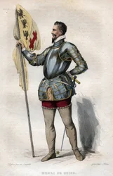 Retrato de Henrique I, Duque de Guise (1550-1588) chamado "a cicatriz", ilustração de "Le Plutarque Français" de Edmond Mennechet