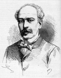 Retrato de Hermenegildo Capelo (1841-1917), explorador português. Gravura em "O Mundo Ilustrado".