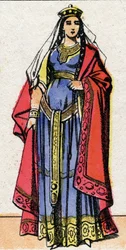 Retrato de Ingonde (Ingundis) (século VI) Rainha dos Francos, esposa do Rei Clotaire I. Imagem epinal do final do século XIX. Colecção privada.